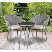 Dellonda Echo 3 Piece Balcony Set with Tempered Glass Top Dellonda  - Dynamic Drive