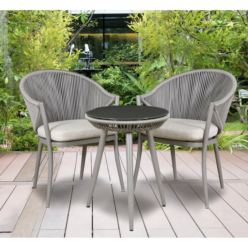 Dellonda Echo 3 Piece Balcony Set with Tempered Glass Top Dellonda  - Dynamic Drive