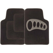 Streetwize Car Black Carpet Floor Mats Grey Heel Pad Universal Fit - SWCM105
