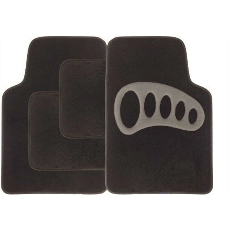 Streetwize Car Black Carpet Floor Mats Grey Heel Pad Universal Fit - SWCM105