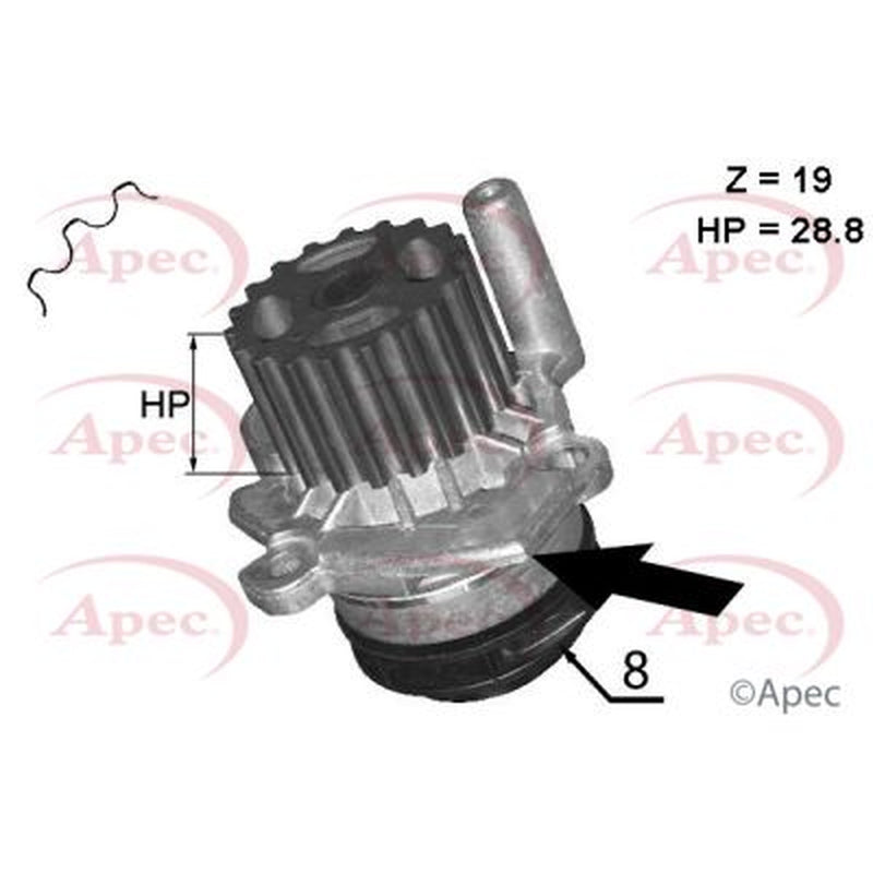 Apec Engine Cooling Water Pump fits Audi A1 2010-2015 1.6 2.0