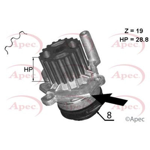 Apec Engine Cooling Water Pump fits Audi A1 2010-2015 1.6 2.0