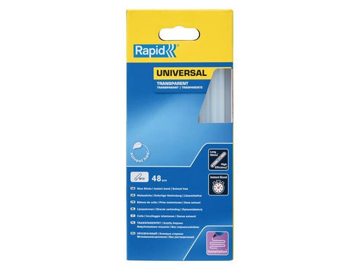 Rapid Universal Glue Sticks, Transparent 12 x 190mm (Pack 48) Rapid - Dynamic Drive