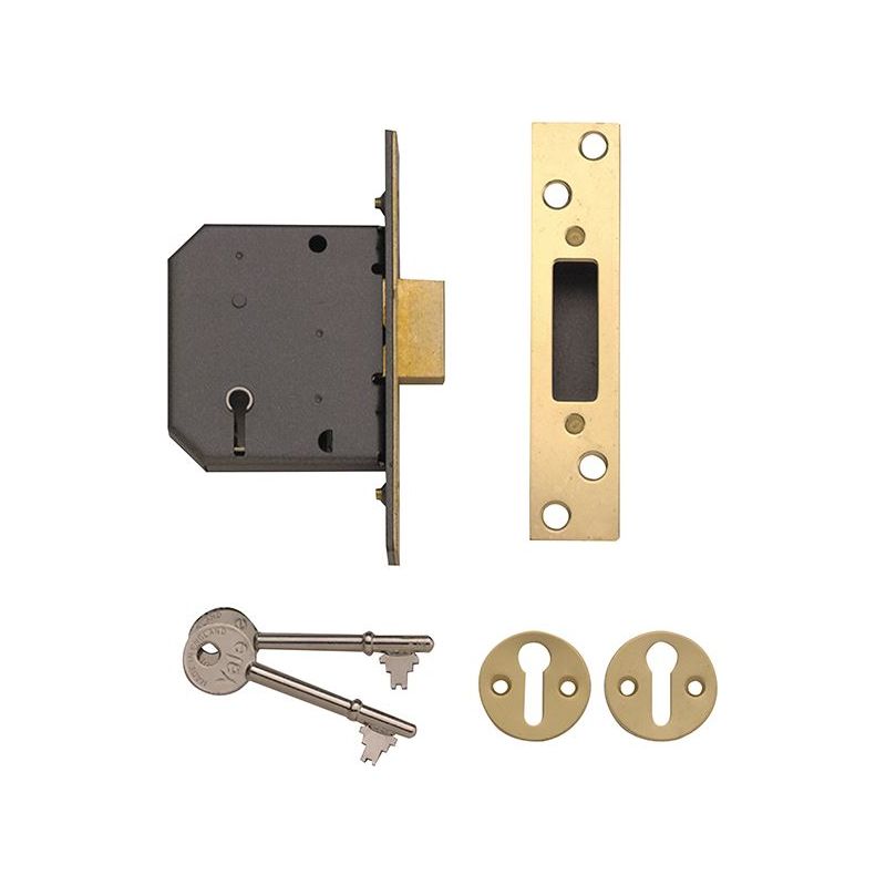 Yale Locks PM552 5 Lever Mortice Deadlock 80mm 3in Polished Brass Yale Locks - Dynamic Drive