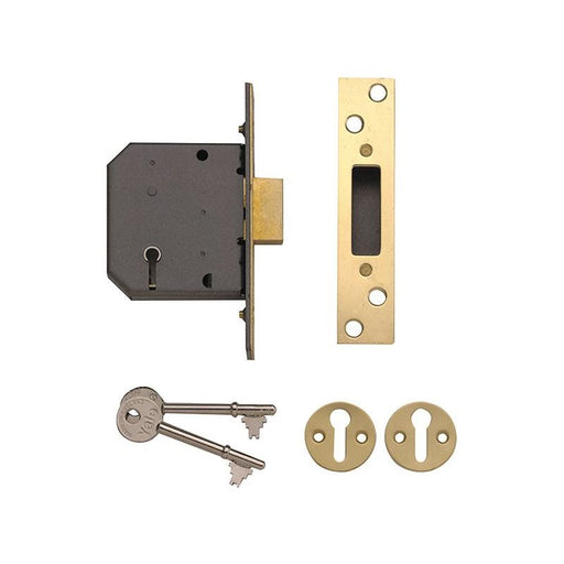Yale Locks PM552 5 Lever Mortice Deadlock 80mm 3in Polished Brass Yale Locks - Dynamic Drive