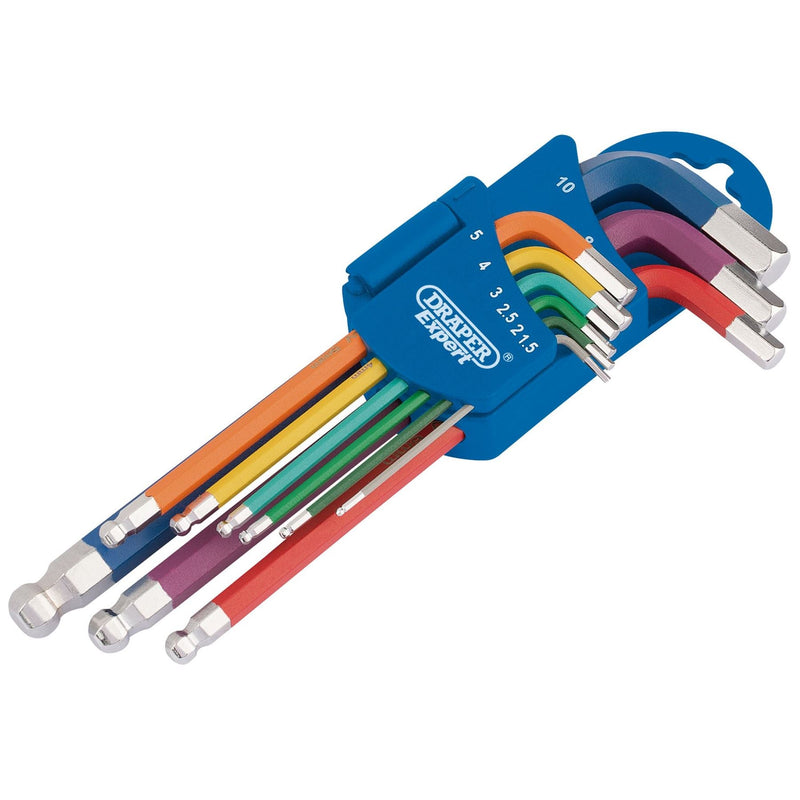 Draper Metric Coloured Hex. and Ball End Key Set (9 Piece) 66132 Draper - Dynamic Drive