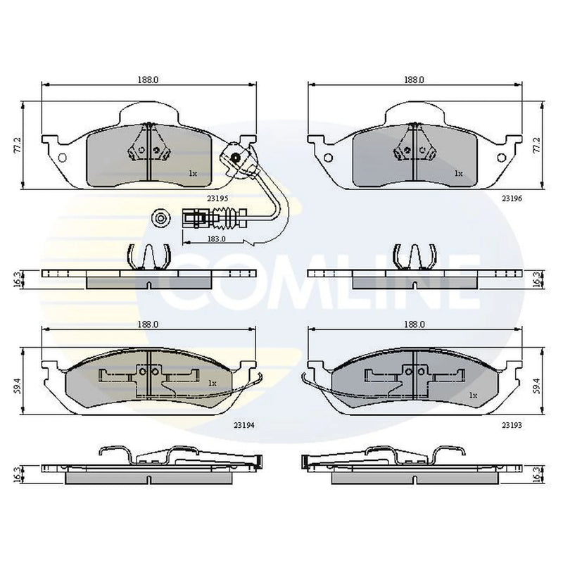 Comline 4 x Front Brake Pad Set fits Mercedes-Benz M-Class 1998-2005