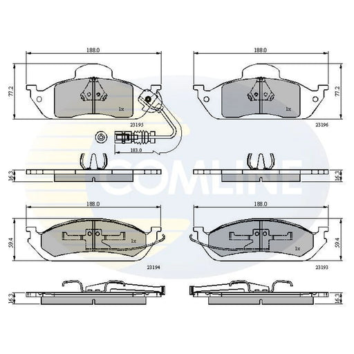 Comline 4 x Front Brake Pad Set fits Mercedes-Benz M-Class 1998-2005