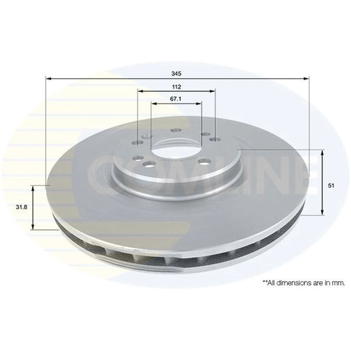Comline 2 x Internally Vented Brake Discs fits Mercedes-Benz M-Class 1998-2005