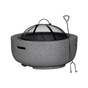 Dellonda Round MgO Fire Pit with BBQ Grill Ø60cm Safety Mesh Screen - Dark Grey Dellonda - Dynamic Drive