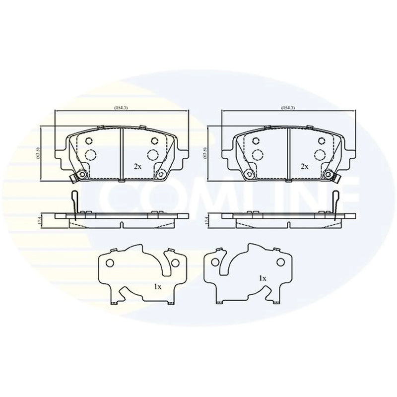 Comline 4 x Front Brake Pad Set fits Hyundai Santa Fe IV 2020 on 1.6