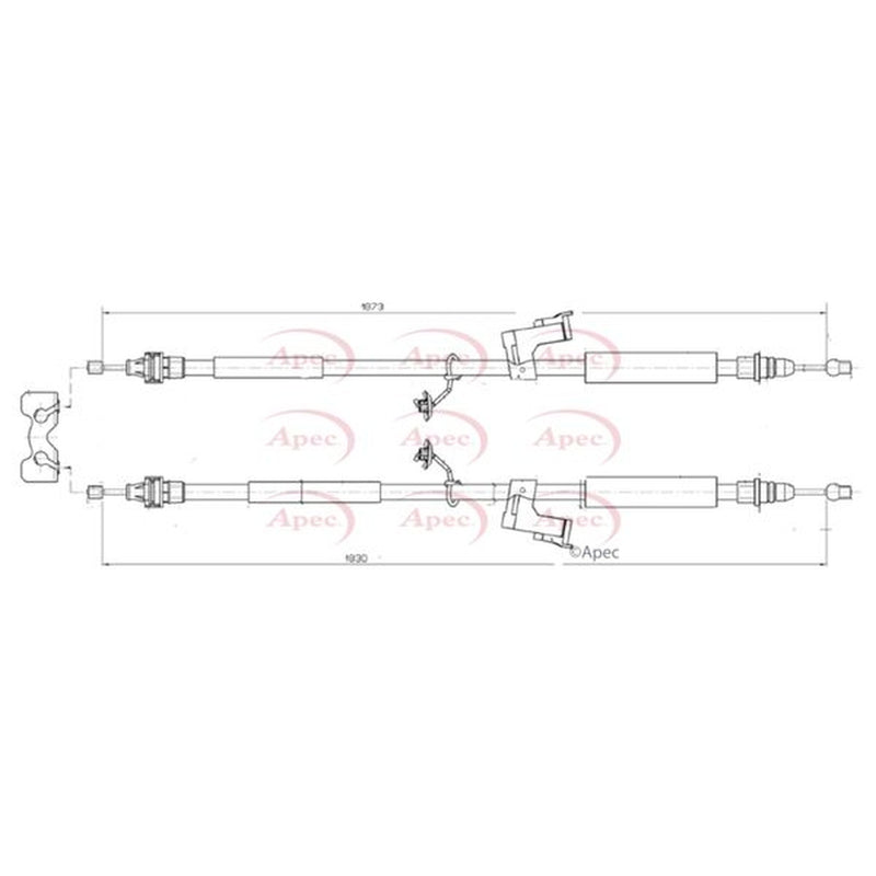 Apec Handbrake Cable Left Rear fits Ford C-Max 2007-2010 1.6 1.8 2.0