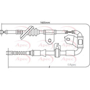 Apec Handbrake Cable Left Rear fits Toyota MR2 III 1999-2007 1.8