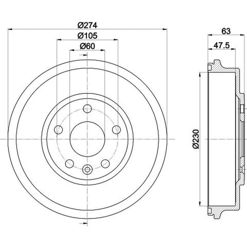 Mintex 2 x Brake Drums fits Chevrolet Aveo 2011-2015 1.2 1.3 1.4 1.6