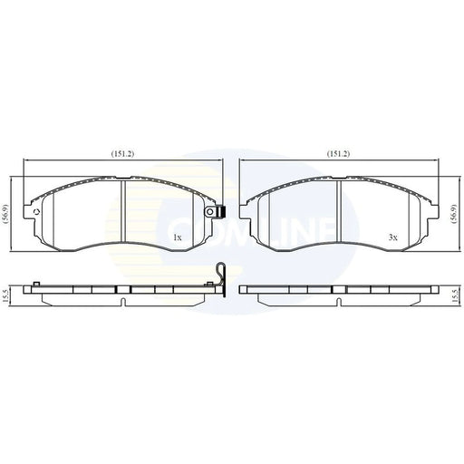 Comline 4 x Front Brake Pad Set fits Mitsubishi L200 1996-2007 2.0 2.5