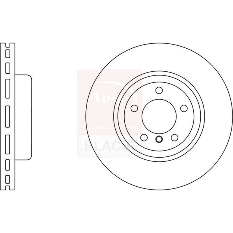Apec Black 2 x Vented Brake Discs fits BMW 1 2007-2013