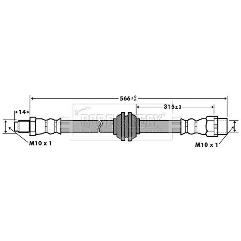 Borg & Beck Brake Hydraulic Hose Line Front Right BBH7395