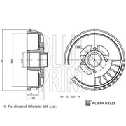 Blue Print Brake Drum Assembly Rear Right fits Dacia Dokker 2012-2021