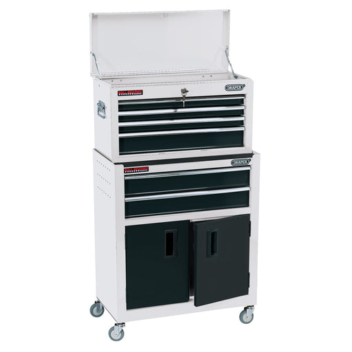 Draper Combined Roller Cabinet and Tool Chest, 6 Drawer, 24", White 19576 Draper - Dynamic Drive