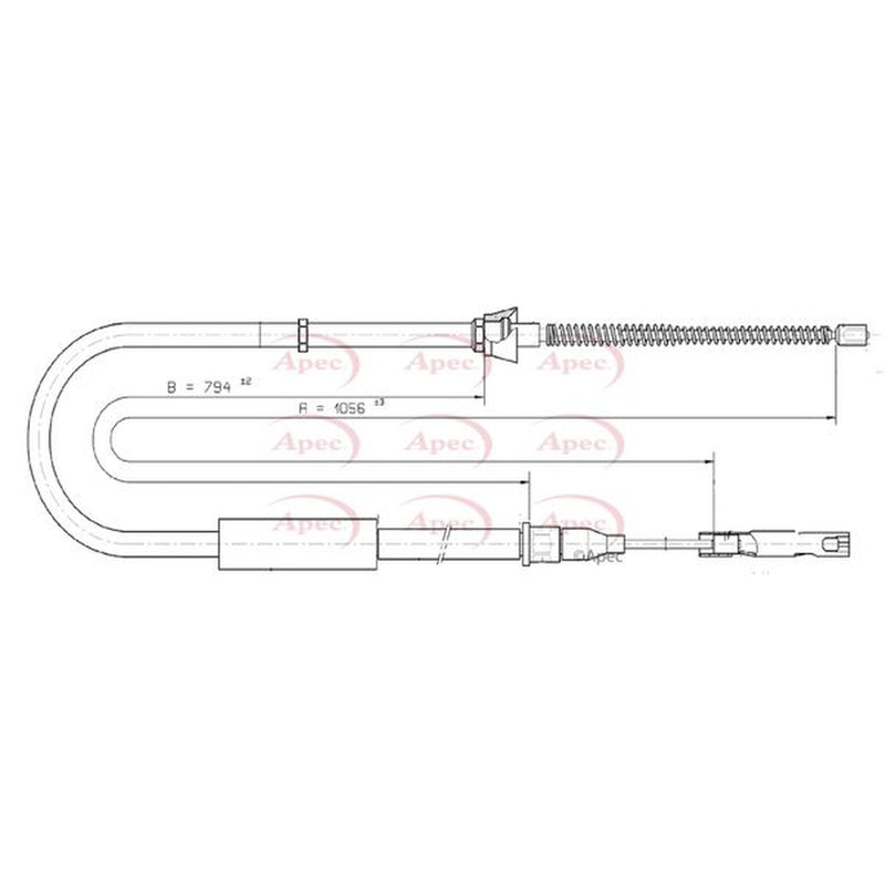 Apec Handbrake Cable Left Rear fits Audi A2 2000-2005 1.4