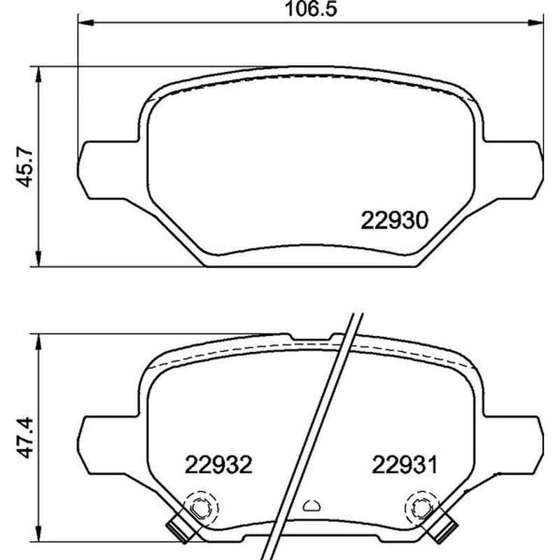 Brembo 4 x Rear Brake Pad Set fits Chevrolet Trax 2012 on 1.4