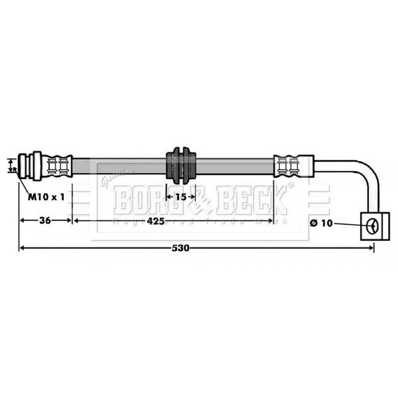 Borg & Beck Brake Hydraulic Hose Line Front Left BBH7473
