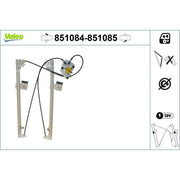 Valeo Electric Window Regulator Lifter Right Front 851085