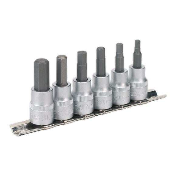 Sealey Hex Key Socket Bit Set 6pc 3/8"Sq Drive Metric AK656 Sealey  - Dynamic Drive