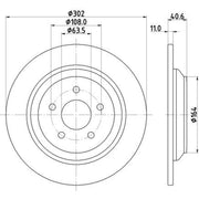 Mintex 2 x Solid Rear Brake Discs MDC2808C-x2