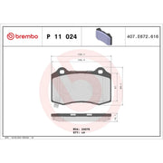Brembo 4 x Rear Brake Pad Set fits Cadillac Cts 2014 on 2.0