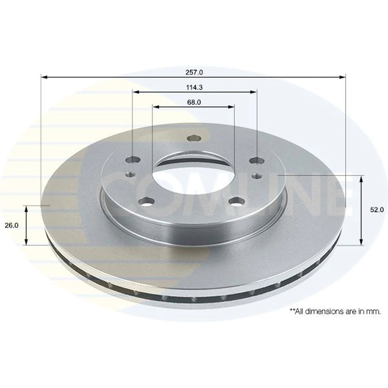 Comline Front Brake Internally Vented Discs & Pads fits Ldv Cub 1998-2001 2.3