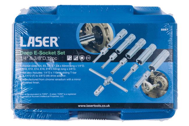 Laser Deep E-Socket Set 1/4" & 3/8"D 12pc Laser - Dynamic Drive