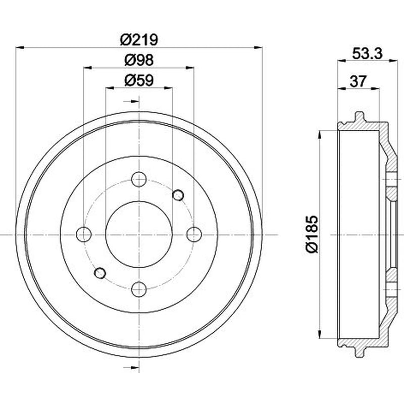 Mintex Brake Drum Assembly Rear fits Abarth Strada 1981-1987 2.0