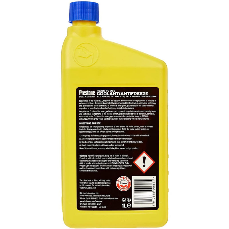 2x Prestone Coolant Antifreeze Ready to Use Universal Summer Winter -37°C Prestone  - Dynamic Drive