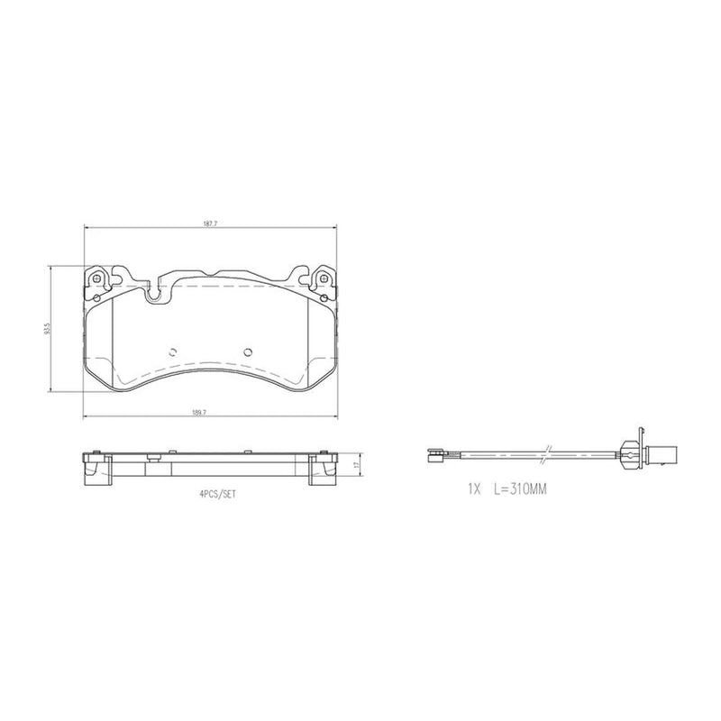Brembo 4 x Front Brake Pad Set fits Mercedes-Benz AMG GT 2014-2021
