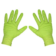 Diamond Grip Extra-Thick Nitrile Powder-Free Gloves Hi-Vis Green XL Pack of 50 Sealey - Dynamic Drive