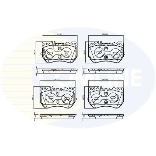 Comline 4 x Front Brake Pad Set fits Mercedes-Benz C-Class 2021-2022