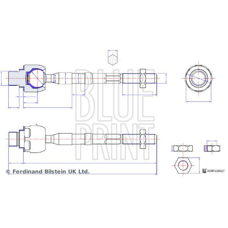 Blue Print 2 x L+R Front Inner Tie Rods fits Kia Picanto II 2011-2017 1.0