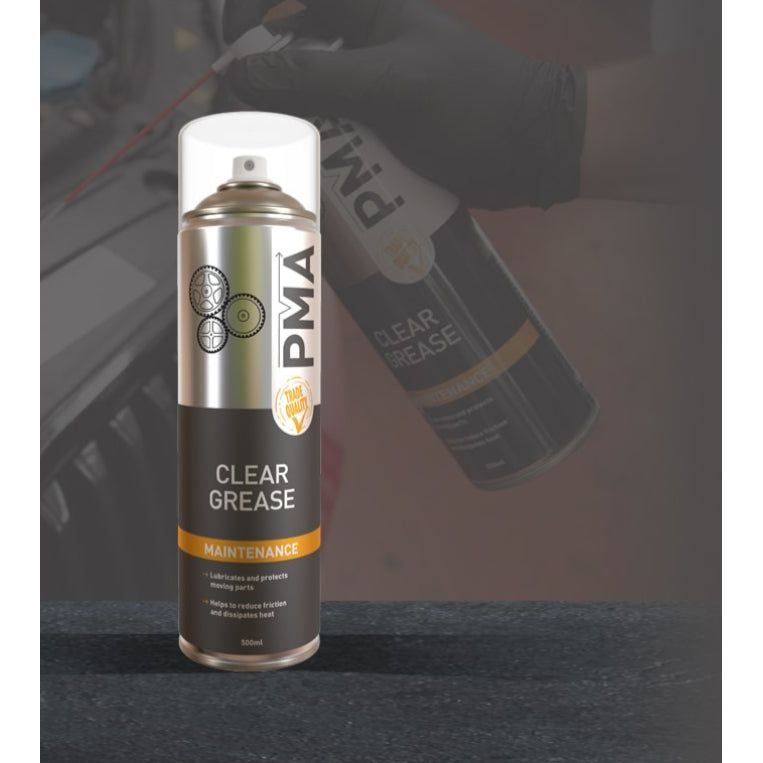 6x PMA Clear Spray Grease 500ml Water Resistant Aerosol Lubricant PTFE Chain etc PMA - Dynamic Drive