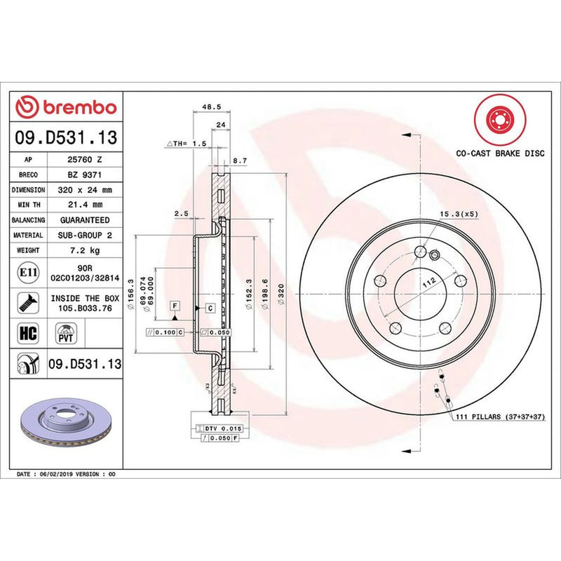 Brembo Front Steel Brake Disc Hub & Rear Stee fits Mercedes-Benz E-Class T-Model