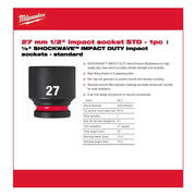 Milwaukee Hex Socket Shw 1/2 Std 27mm-1Pc 4932480321 Milwaukee - Dynamic Drive