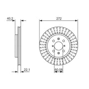 Bosch 2 x Vented Brake Discs fits Suzuki Swift III 2010-2017 1.2 1.3