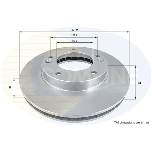 Comline 2 x Brake Discs fits Kia Sorento I 2002-2011 2.4 2.5 3.3 3.5