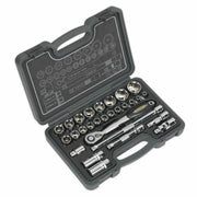 Sealey Socket Set 28pc 1/2"Sq Drive 6pt WallDrive Metric AK7953 Town Tools - Dynamic Drive