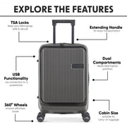 Dellonda Cabin Size Luggage with Laptop Compartments & Dual TSA Lock 20" Dellonda - Dynamic Drive
