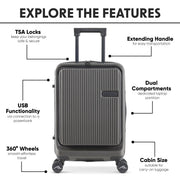 Dellonda Cabin Size Luggage with Laptop Compartments & Dual TSA Lock 20" Dellonda - Dynamic Drive