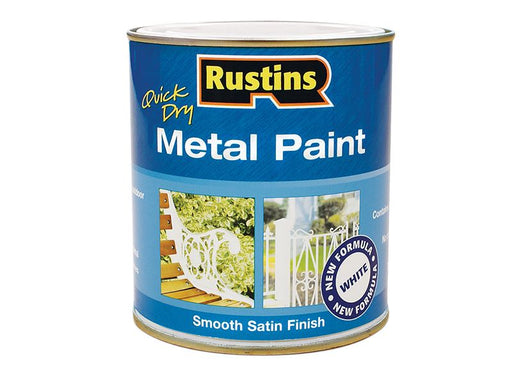 Rustins Quick Dry Metal Paint Smooth Satin White 1 Litre Rustins - Dynamic Drive