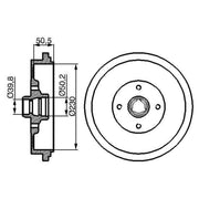Bosch 2 x Brake Drums fits VW Passat B3/B4 1988-1997 1.6 1.8 1.9