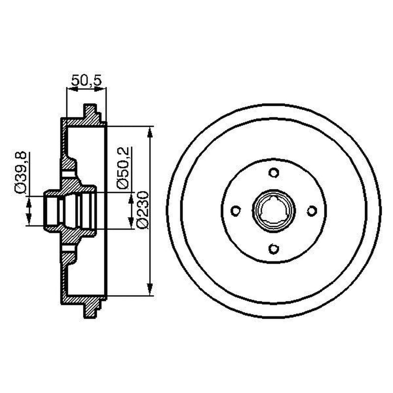 Bosch 2 x Brake Drums fits VW Passat B3/B4 1988-1997 1.6 1.8 1.9