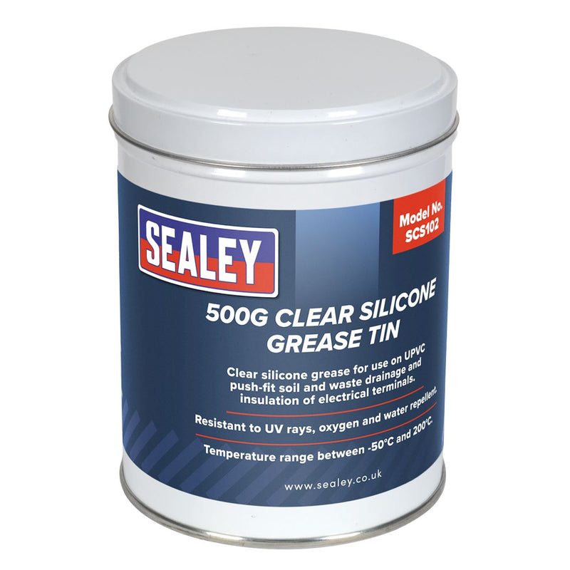 Sealey Silicone Clear Grease 500g Tin SCS102 Sealey - Dynamic Drive